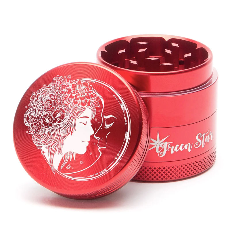 Green Star Creature Small 4-Piece Grinder - Style:Fairy Moon - Color:Red
