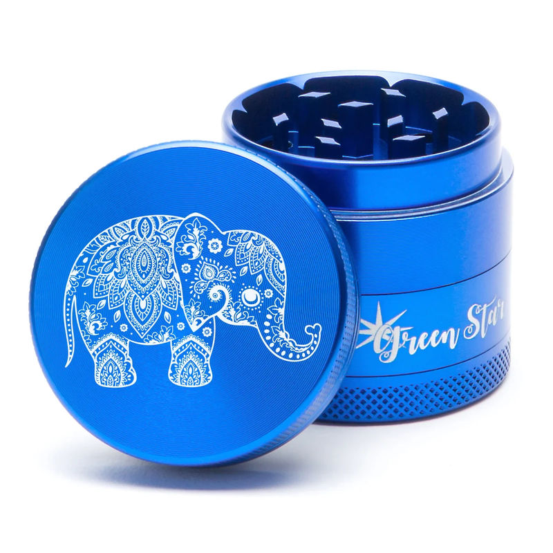Green Star Creature Small 4-Piece Grinder - Style:Elephant - Color:Blue