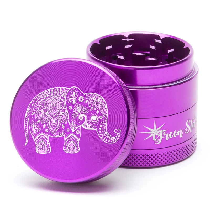 Green Star Creature Small 4-Piece Grinder - Style:Elephant - Color:Purple