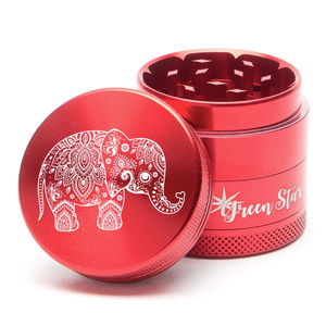 Green Star Creature Small 4-Piece Grinder - Style:Elephant - Color:Red