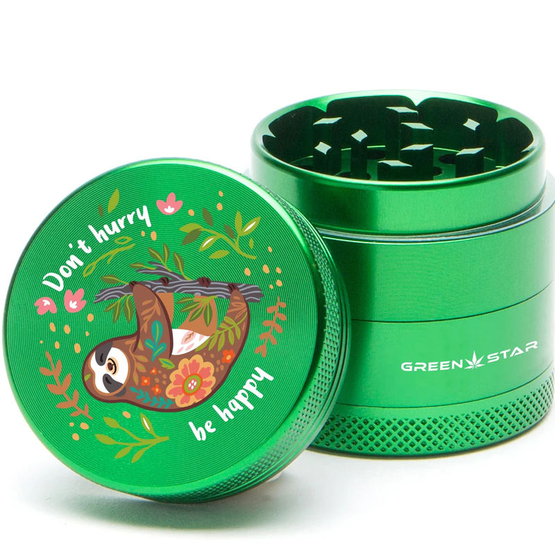 Green Star Creature Small 4-Piece Grinder - Style:Don't Hurry - Color:Green