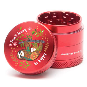 Green Star Creature Small 4-Piece Grinder - Style:Don't Hurry - Color:Red