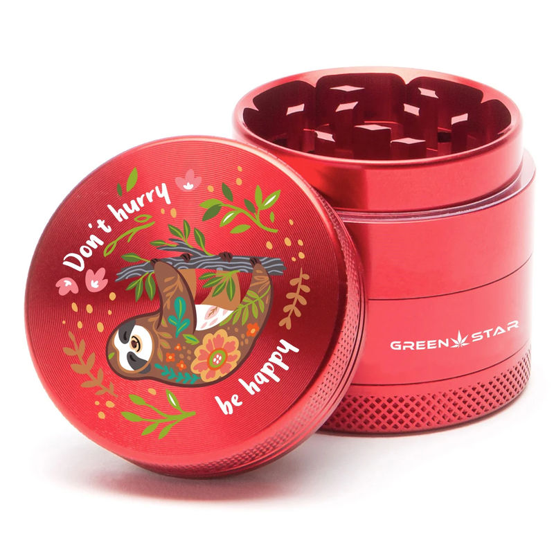 Green Star Creature Small 4-Piece Grinder - Style:Don't Hurry - Color:Red