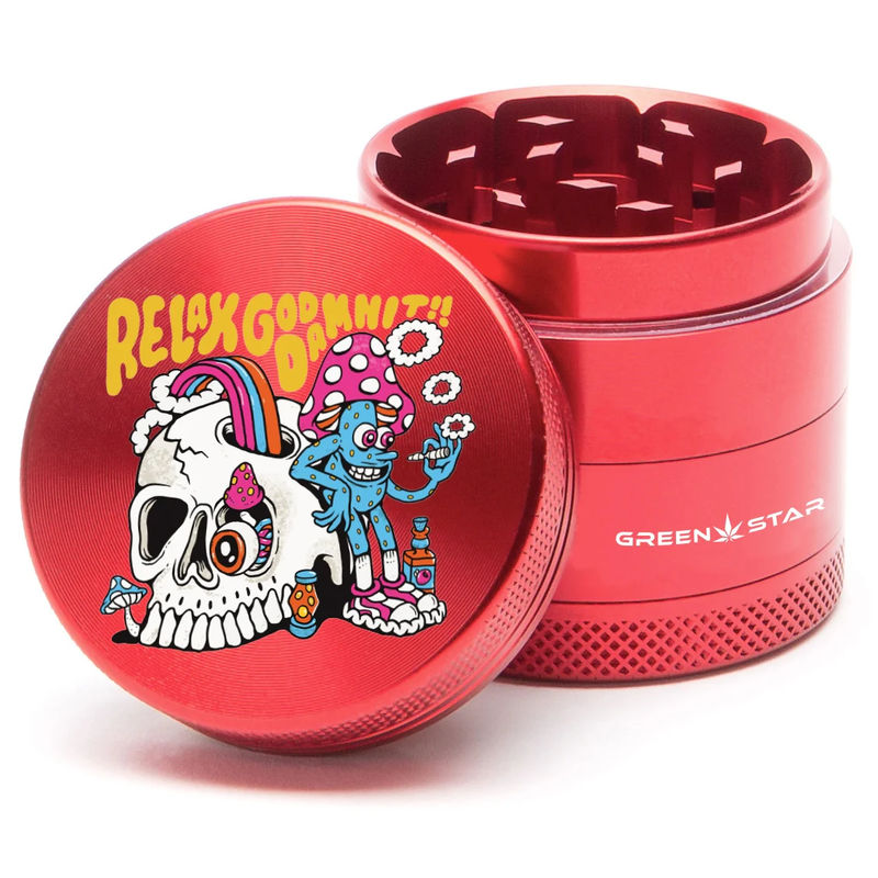 Green Star Creature Small 4-Piece Grinder - Style:Relax - Color:Red