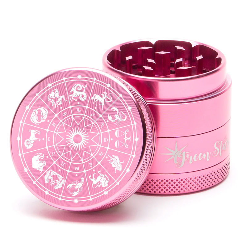 Green Star Novelty Small 4-Piece Grinder - Style:Horoscope - Color:Pink
