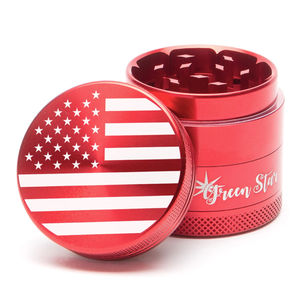 Green Star Novelty Small 4-Piece Grinder - Style:American Flag - Color:Red