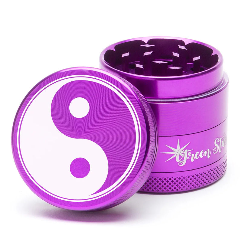 Green Star Novelty Small 4-Piece Grinder - Style:Yin Yang - Color:Purple