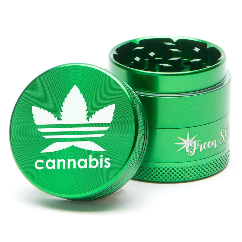Green Star Novelty Small 4-Piece Grinder - Style:Cannabis - Color:Green