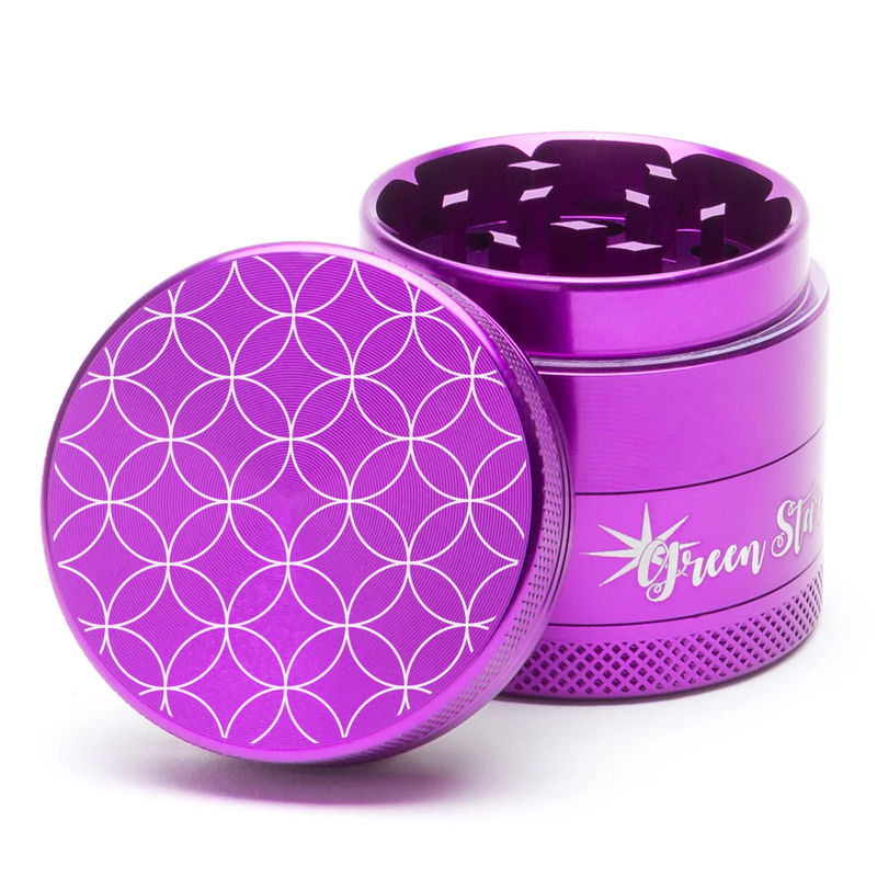 Green Star Novelty Small 4-Piece Grinder - Style:Circles - Color:Purple