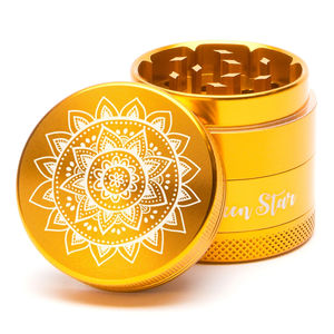Green Star Novelty Small 4-Piece Grinder - Style:Mandala - Color:Gold