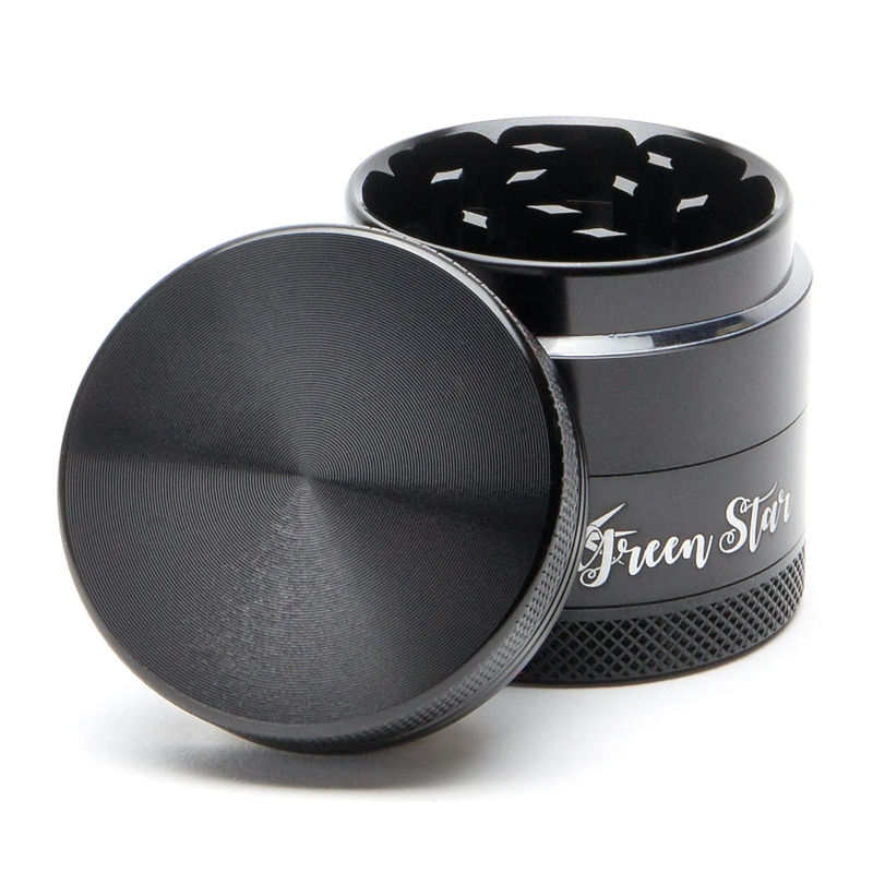 Green Star Novelty Small 4-Piece Grinder - Style:Blank - Color:Black
