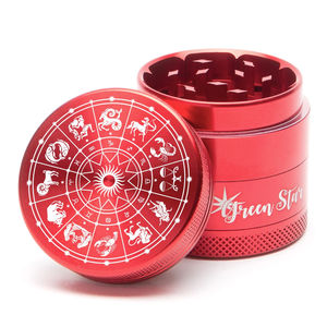 Green Star Novelty Small 4-Piece Grinder - Style:Horoscope - Color:Red