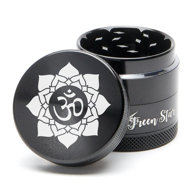 Green Star Novelty Small 4-Piece Grinder - Style:OM - Color:Black