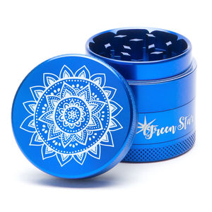 Green Star Novelty Small 4-Piece Grinder - Style:Mandala - Color:Blue