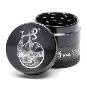Green Star Novelty Small 4-Piece Grinder - Style:Bicycle - Color:Black