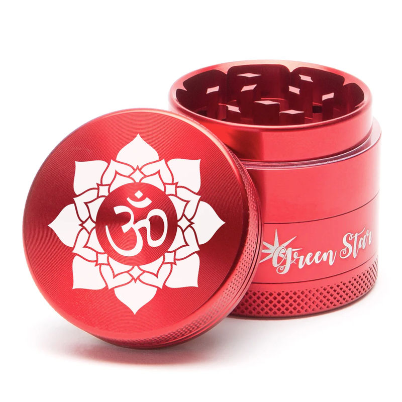 Green Star Novelty Small 4-Piece Grinder - Style:OM - Color:Red