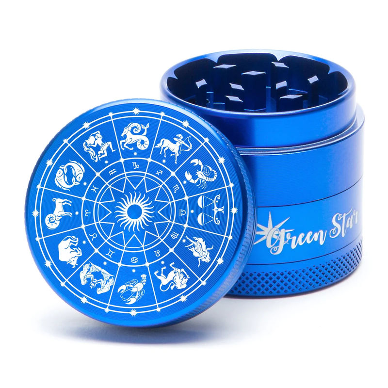 Green Star Novelty Small 4-Piece Grinder - Style:Horoscope - Color:Blue