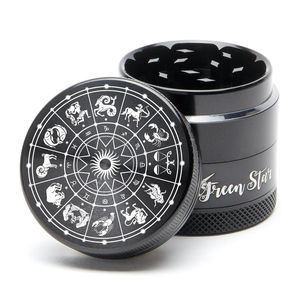 Green Star Novelty Small 4-Piece Grinder - Style:Horoscope - Color:Black