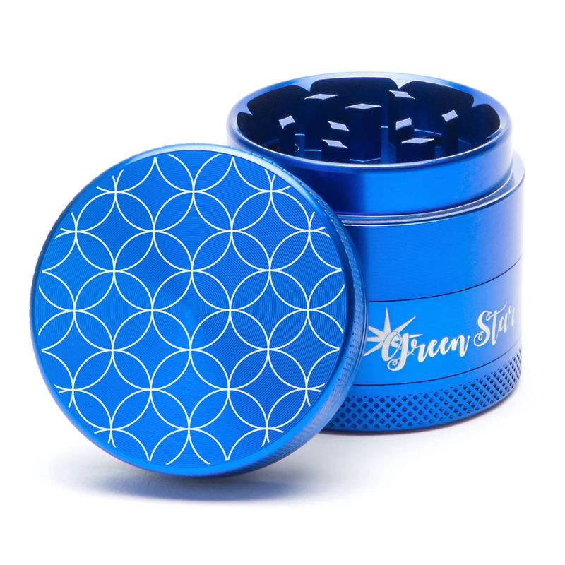 Green Star Novelty Small 4-Piece Grinder - Style:Circles - Color:Blue