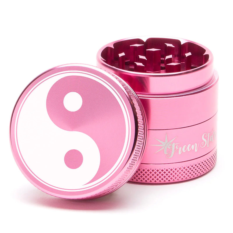 Green Star Novelty Small 4-Piece Grinder - Style:Yin Yang - Color:Pink