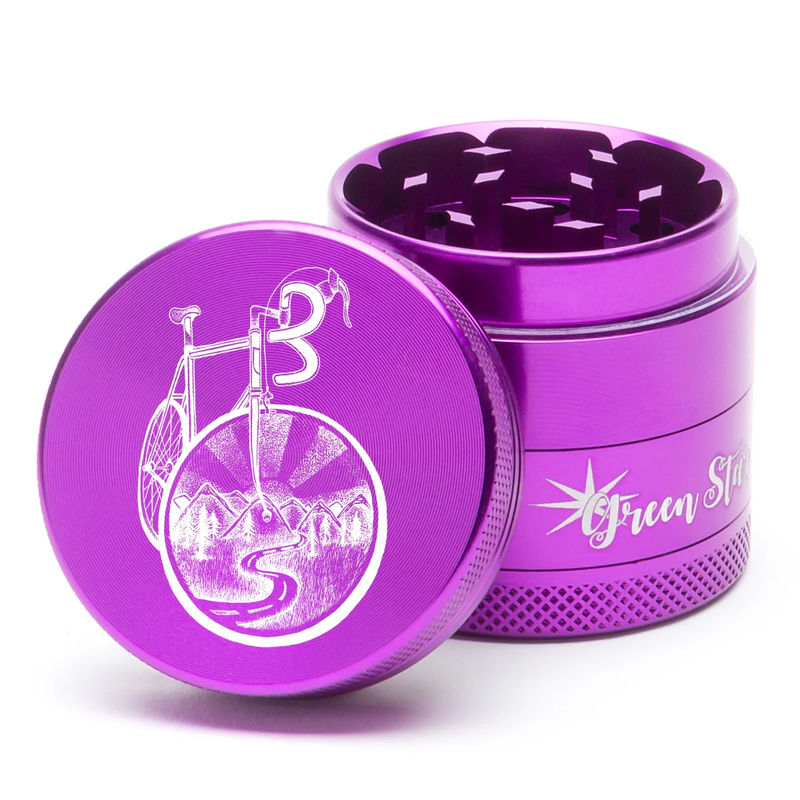 Green Star Novelty Small 4-Piece Grinder - Style:Bicycle - Color:Purple