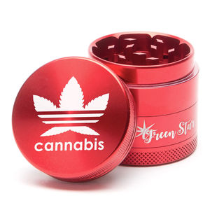 Green Star Novelty Small 4-Piece Grinder - Style:Cannabis - Color:Red