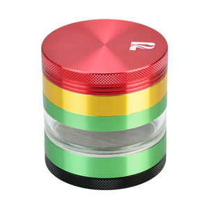 Pulsar 2.5" Hard Top & Window 4-Piece Grinder - Color:Rasta