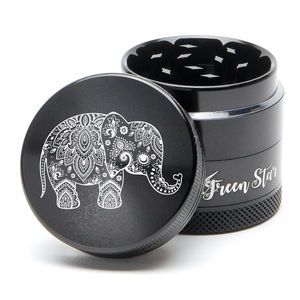 Green Star Creature Medium 4-Piece Grinder - Style:Elephant - Color:Black