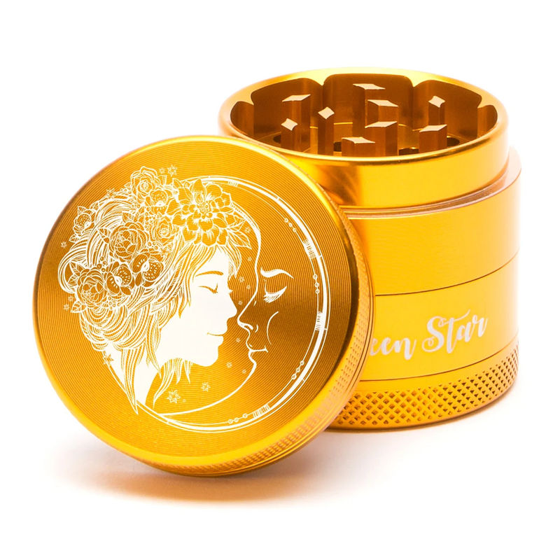 Green Star Creature Medium 4-Piece Grinder - Style:Fairy Moon - Color:Gold