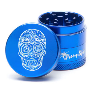 Green Star Creature Medium 4-Piece Grinder - Style:Skull - Color:Blue