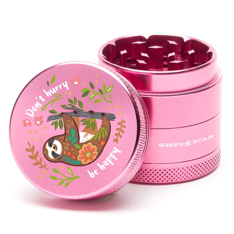 Green Star Creature Medium 4-Piece Grinder - Style:Don't Hurry - Color:Pink