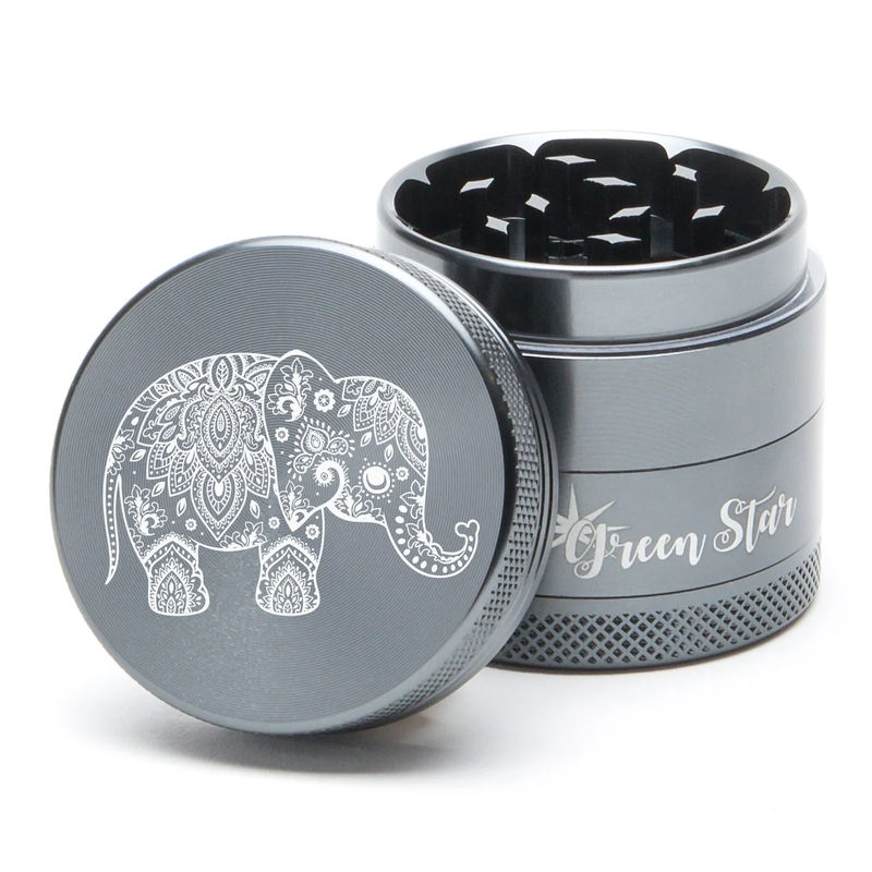 Green Star Creature Medium 4-Piece Grinder - Style:Elephant - Color:Grey