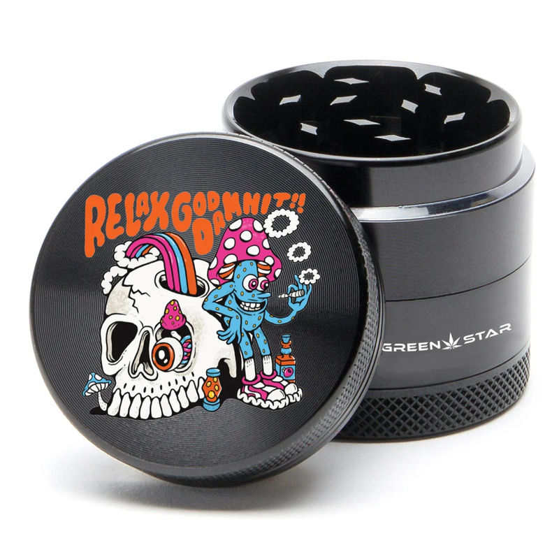 Green Star Creature Medium 4-Piece Grinder - Style:Relax - Color:Black
