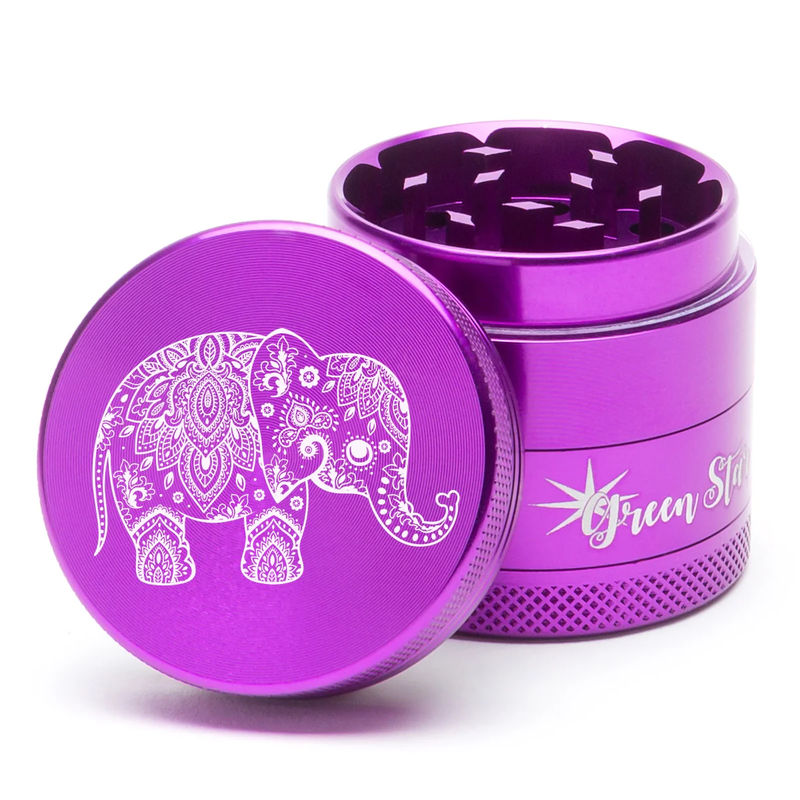 Green Star Creature Medium 4-Piece Grinder - Style:Elephant - Color:Purple