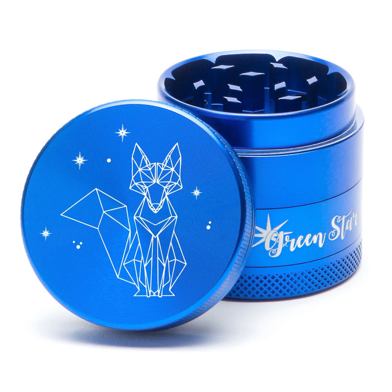 Green Star Creature Medium 4-Piece Grinder - Style:Fancy Fox - Color:Blue