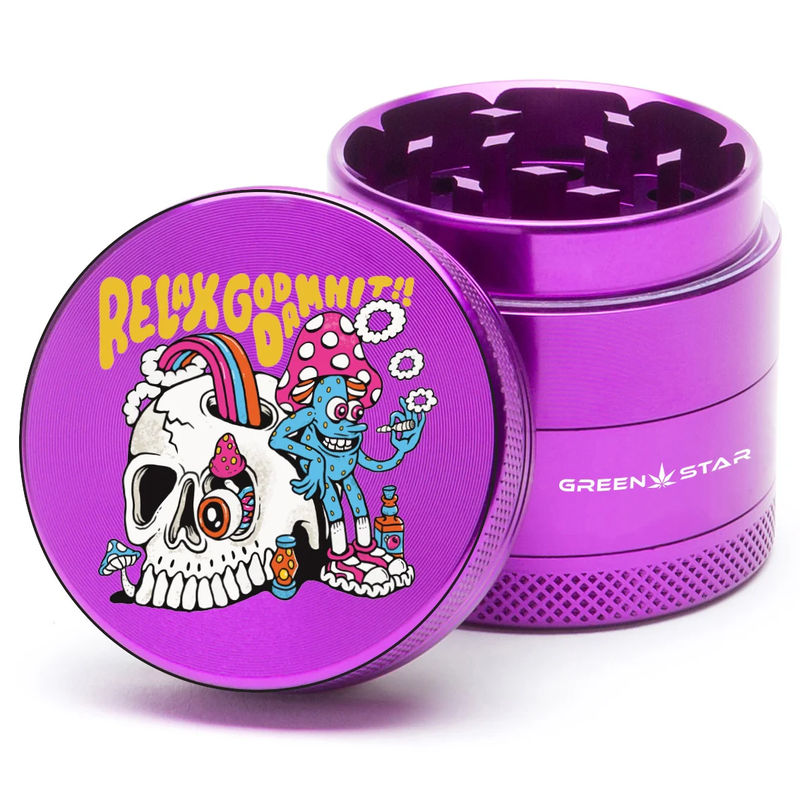 Green Star Creature Medium 4-Piece Grinder - Style:Relax - Color:Purple