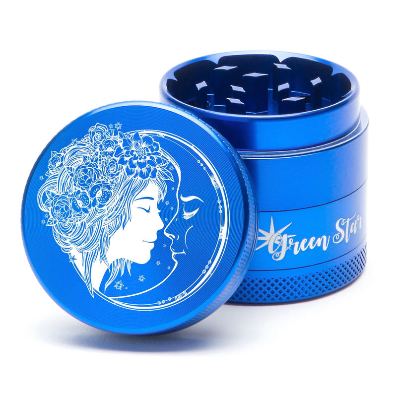 Green Star Creature Medium 4-Piece Grinder - Style:Fairy Moon - Color:Blue