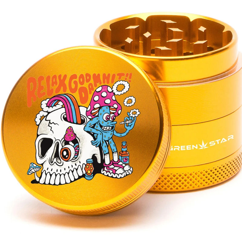 Green Star Creature Medium 4-Piece Grinder - Style:Relax - Color:Gold