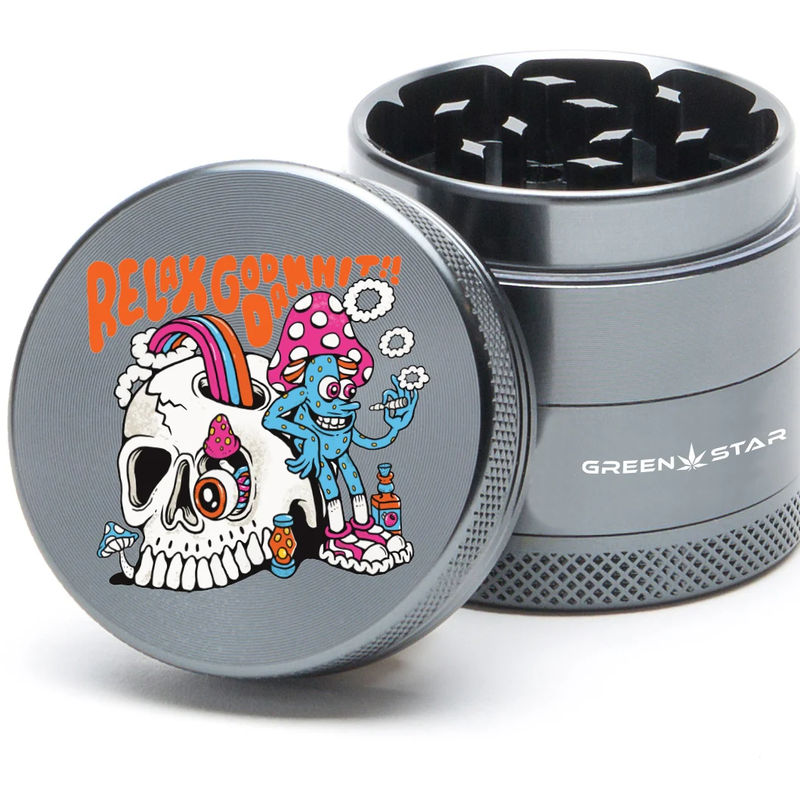 Green Star Creature Medium 4-Piece Grinder - Style:Relax - Color:Grey