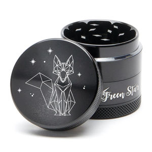 Green Star Creature Medium 4-Piece Grinder - Style:Fancy Fox - Color:Black