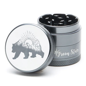 Green Star Creature Medium 4-Piece Grinder - Style:Bear Mountain - Color:Grey