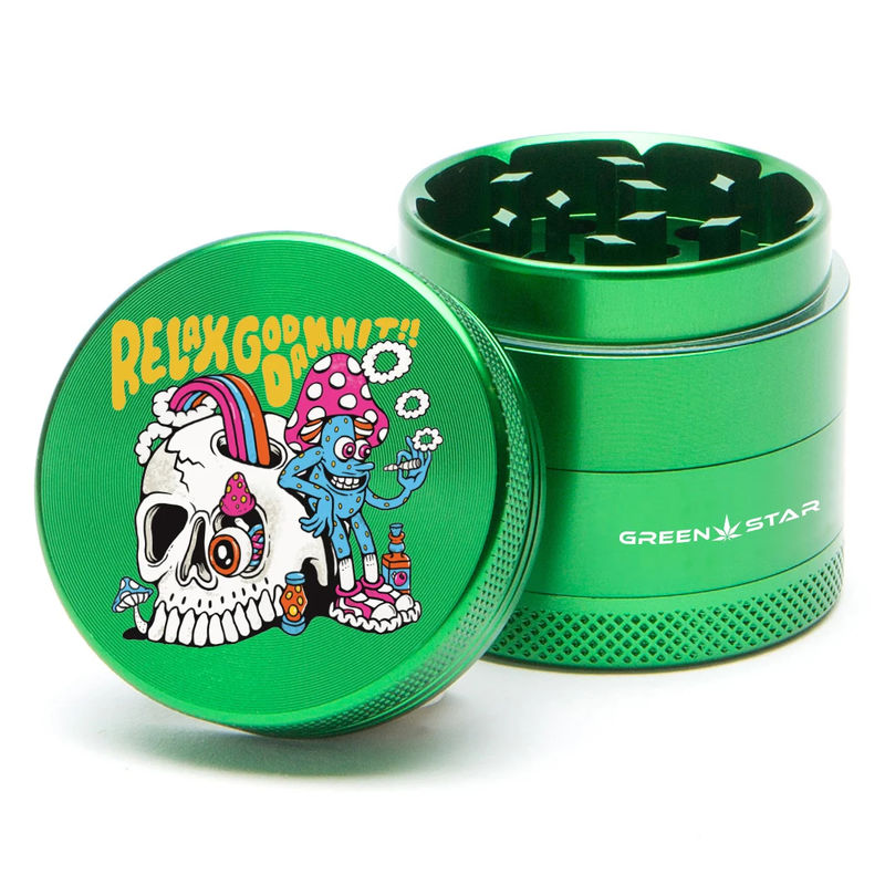 Green Star Creature Medium 4-Piece Grinder - Style:Relax - Color:Green