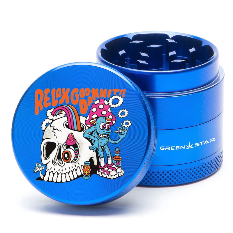 Green Star Creature Medium 4-Piece Grinder - Style:Relax - Color:Blue