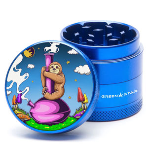 Green Star Creature Medium 4-Piece Grinder - Style:Sloth Bong - Color:Blue