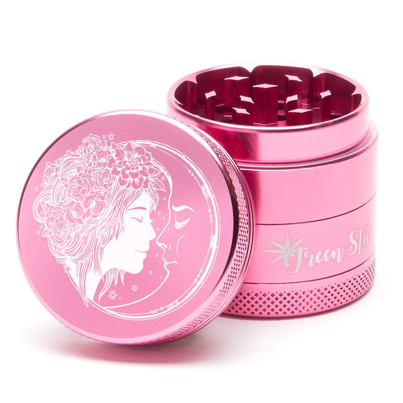 Green Star Creature Medium 4-Piece Grinder - Style:Fairy Moon - Color:Pink