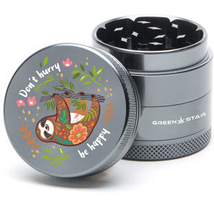 Green Star Creature Medium 4-Piece Grinder - Style:Don't Hurry - Color:Grey
