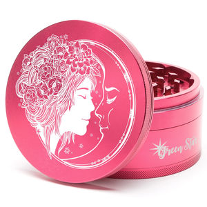 Green Star Creature Large 4-Piece Grinder - Style:Fairy Moon - Color:Red