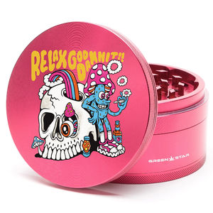 Green Star Creature Large 4-Piece Grinder - Style:Relax - Color:Red