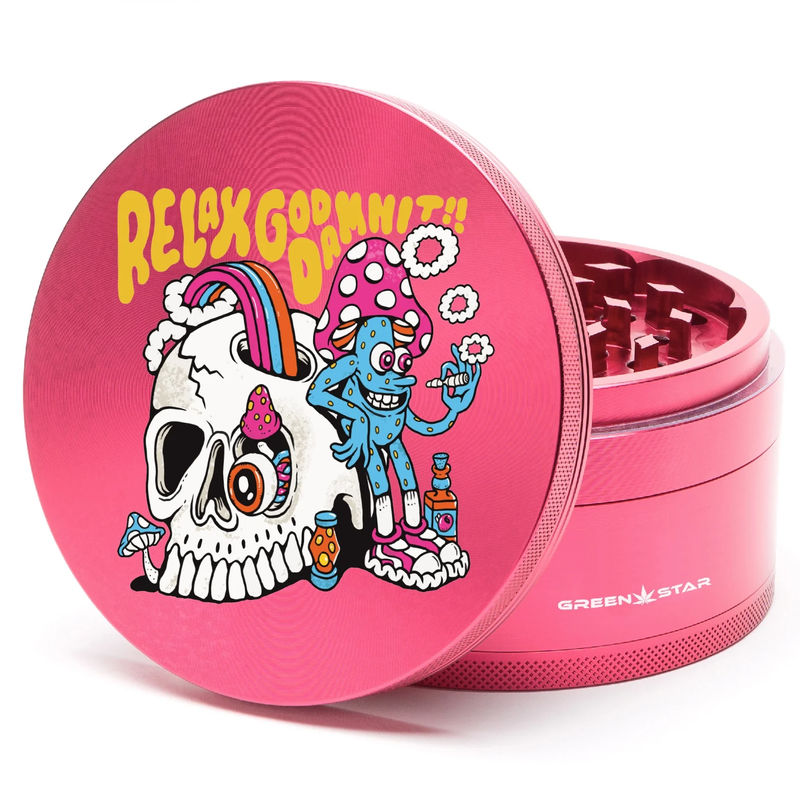 Green Star Creature Large 4-Piece Grinder - Style:Relax - Color:Red