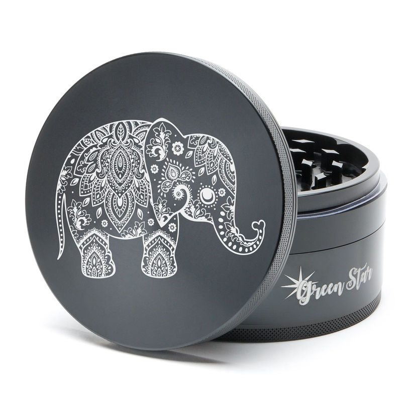 Green Star Creature Large 4-Piece Grinder - Style:Elephant - Color:Black